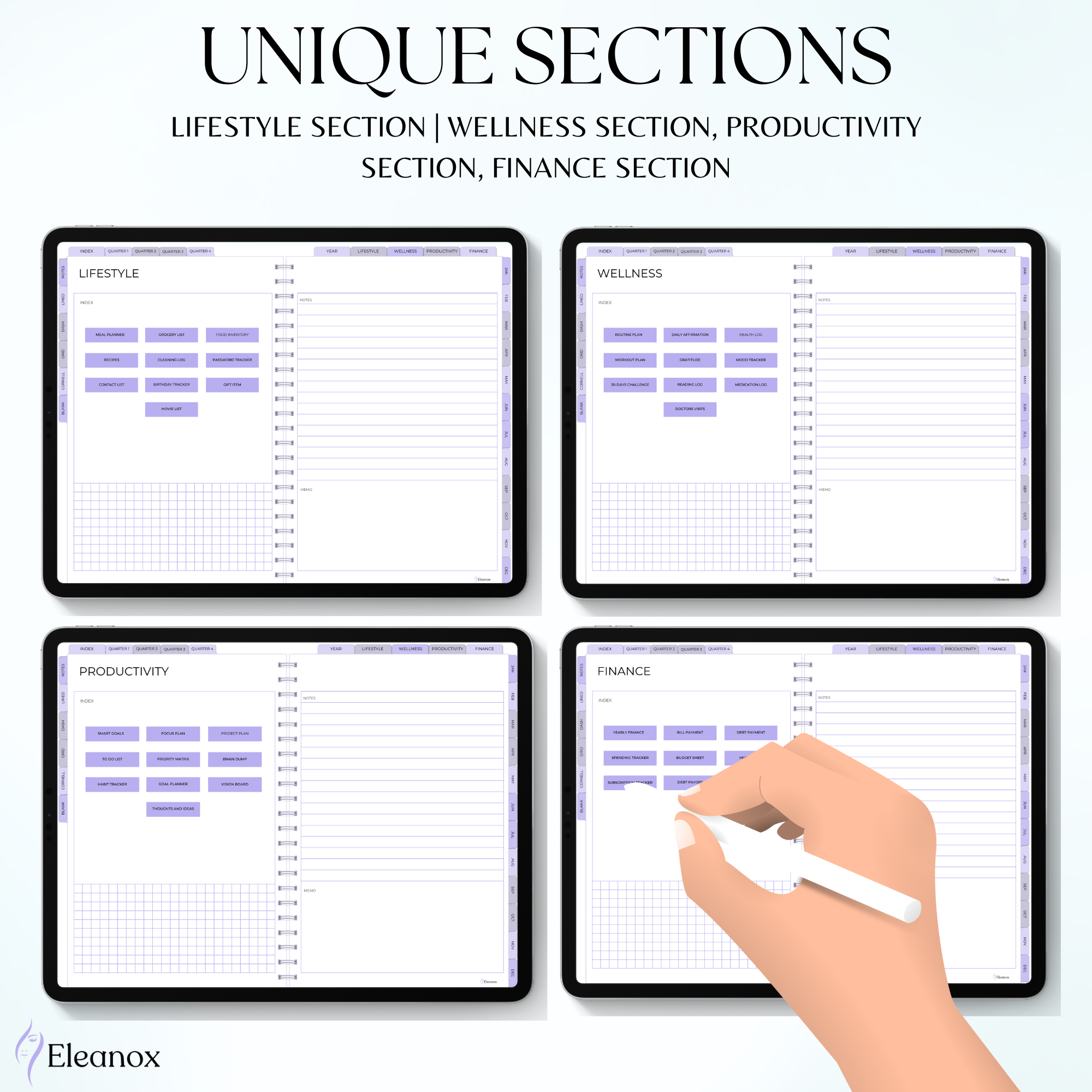 All in One Digital Planner - Daily, Weekly, Monthly Planner (Purple-theme)