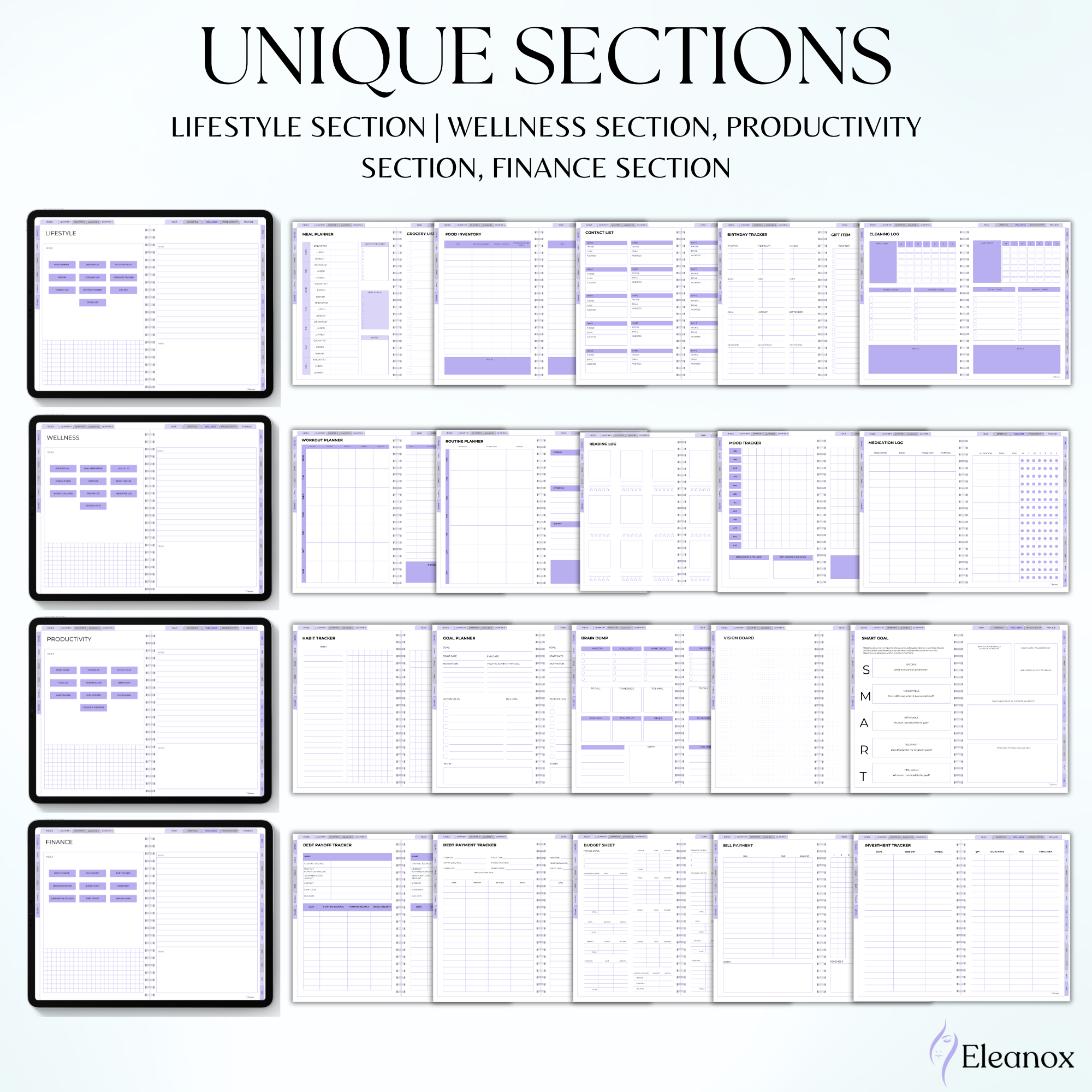 All in One Digital Planner - Daily, Weekly, Monthly Planner (Purple-theme)